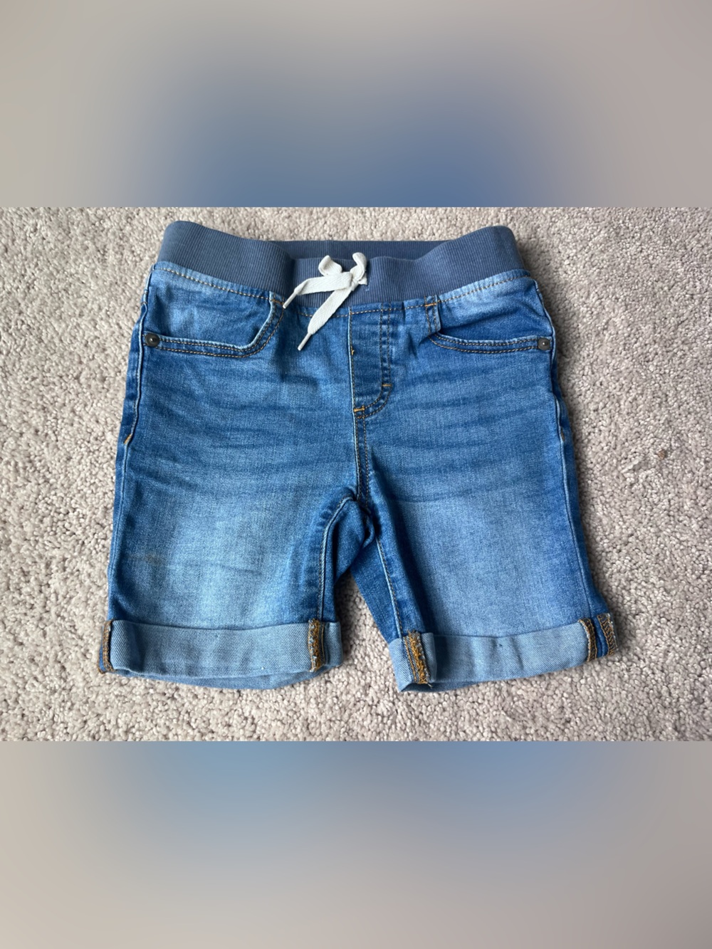 Kids Blue Denim Pull-On Shorts with Drawstring
